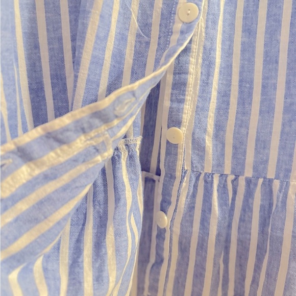 Beachlunchlounge-Women's Flutter Sleeve Button Front Linen Dress-EUC - Picture 10 of 13